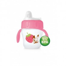 Avent Desenli Magic Damlatmaz Bardak 200 ml Yumuşak Uçlu - Pembe