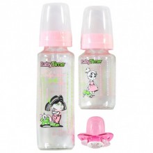 Baby Time 3 Lü Cam Biberon Set - Pembe 0-6 Ay
