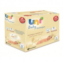 Uni Baby Yenidoğan Islak Pamuk Mendil 24'lü Fırsat Paketi / 960 Yaprak
