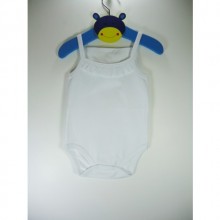 Sema Baby Penye ip Askılı Badi (Body) - Beyaz 3-6 Ay 