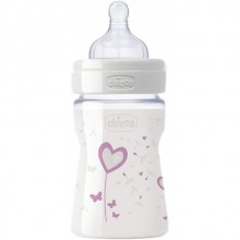 Chicco Desenli Cam Silikon Biberon Kız - 150 ML (8058664009619)