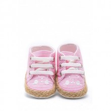 First Step Kedi Nakışlı Çizgili Patik - Pembe 12-16 Ay / No.19