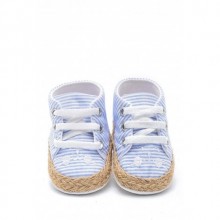 First Step Kedi Nakışlı Çizgili Patik - Mavi 12-16 Ay / No.19