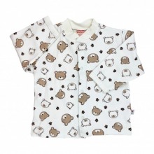 Sevi Bebe Desenli Önden Açık Bluz - Krem Desenli 6 Ay