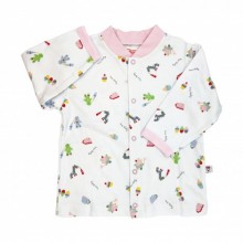 Sevi Bebe Desenli Önden Açık Bluz - Beyaz Desenli 12 Ay