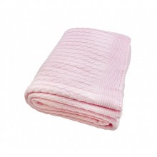 Sema Baby Saç Örgü Triko Bebek Battaniye - Pembe