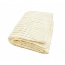 Sema Baby Saç Örgü Triko Bebek Battaniye - Krem