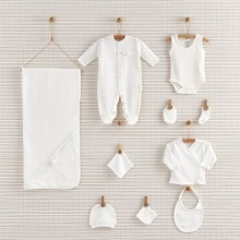 Bebbek 10'lu Hastane Çıkışı - Design Girl Çiçekli Beyaz