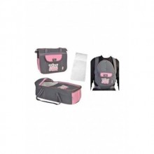 Nenny Baby Bebek Taşıma Seti (Portbebe,Bakım Çantası,Kanguru,Alt Açma) - Pembe Ayıcık