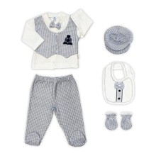 Sema Baby Papyonlu Lüks 5 Parça Hastane Çıkışı Zıbın Seti – Lacivert