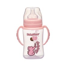 Baby Time Silikon Uçlu Geniş Ağız Kulplu Biberon - 250ml PEMBE