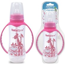  Baby Time Silikon Kiraz Uçlu Kulplu Biberon 150ml - Pembe