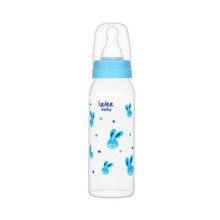Wee Baby Silikon Uçlu Desenli PP Biberon 250 ml - Mavi